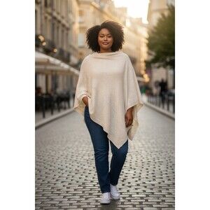 99 Jane Street Poncho Ivory Knit Women's Plus 3x NWT